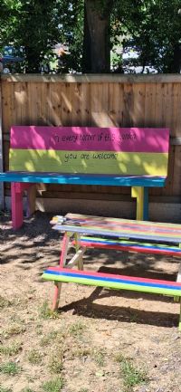 A bench in the Hive garden